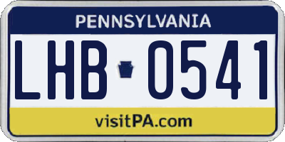 PA license plate LHB0541