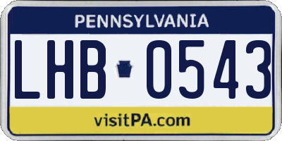 PA license plate LHB0543