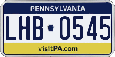 PA license plate LHB0545