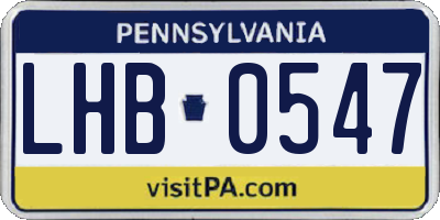 PA license plate LHB0547