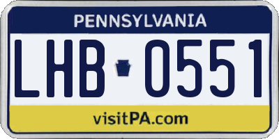 PA license plate LHB0551