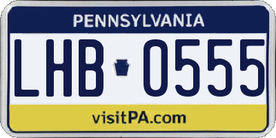 PA license plate LHB0555