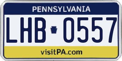 PA license plate LHB0557