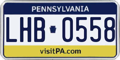 PA license plate LHB0558