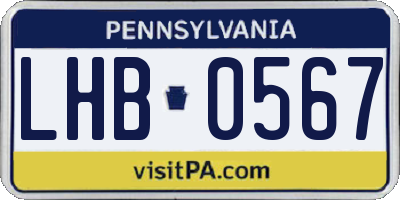 PA license plate LHB0567