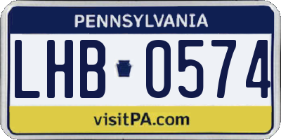 PA license plate LHB0574