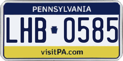 PA license plate LHB0585