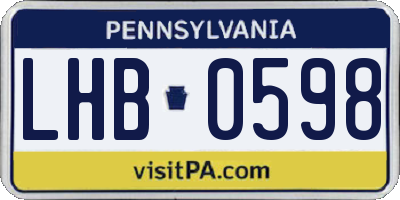 PA license plate LHB0598