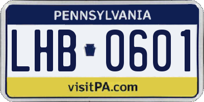 PA license plate LHB0601