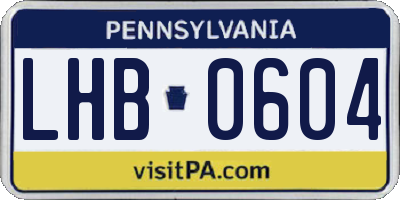 PA license plate LHB0604