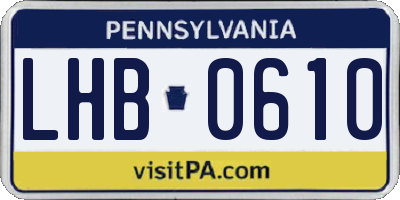 PA license plate LHB0610