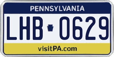 PA license plate LHB0629