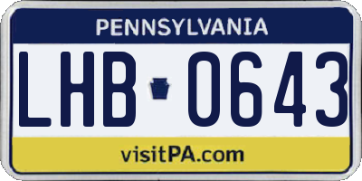 PA license plate LHB0643