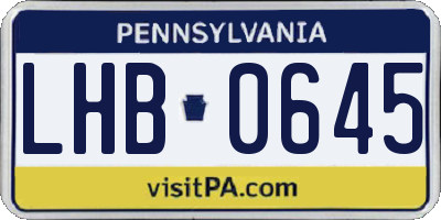 PA license plate LHB0645