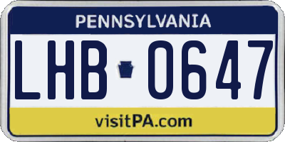 PA license plate LHB0647