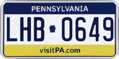 PA license plate LHB0649
