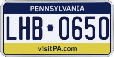 PA license plate LHB0650