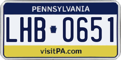 PA license plate LHB0651