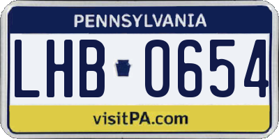 PA license plate LHB0654