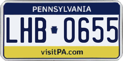 PA license plate LHB0655