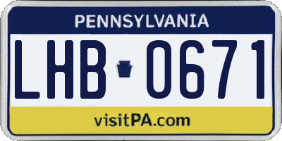PA license plate LHB0671