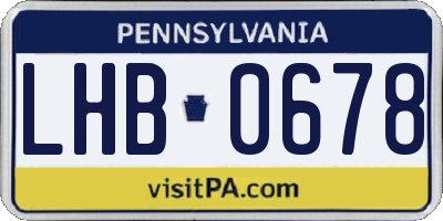 PA license plate LHB0678