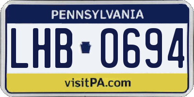 PA license plate LHB0694