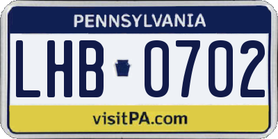 PA license plate LHB0702