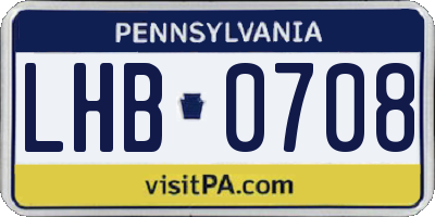 PA license plate LHB0708