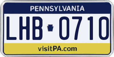 PA license plate LHB0710