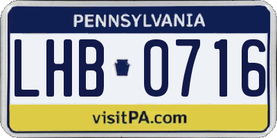 PA license plate LHB0716