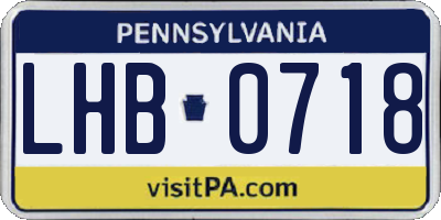 PA license plate LHB0718