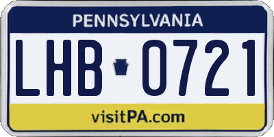 PA license plate LHB0721
