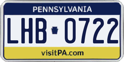 PA license plate LHB0722