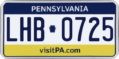 PA license plate LHB0725
