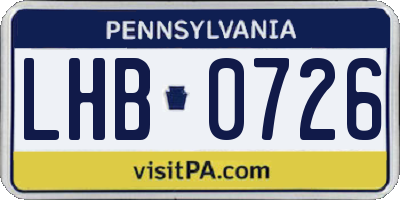 PA license plate LHB0726