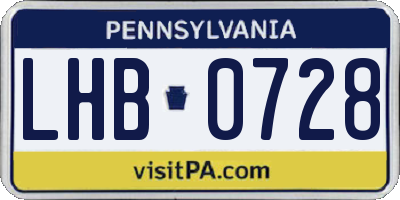 PA license plate LHB0728