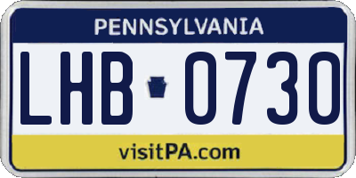 PA license plate LHB0730
