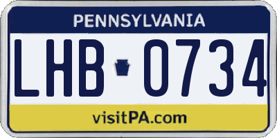 PA license plate LHB0734
