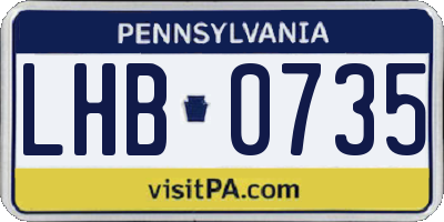 PA license plate LHB0735