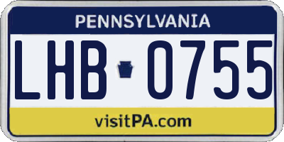PA license plate LHB0755