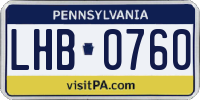 PA license plate LHB0760