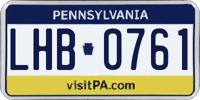 PA license plate LHB0761