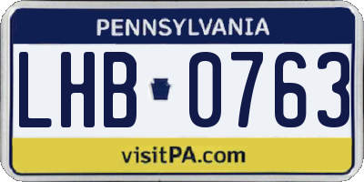 PA license plate LHB0763