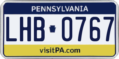 PA license plate LHB0767