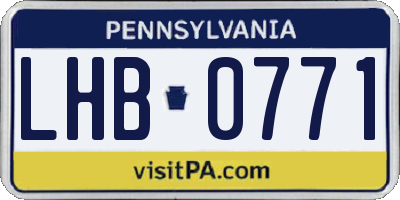 PA license plate LHB0771