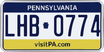 PA license plate LHB0774