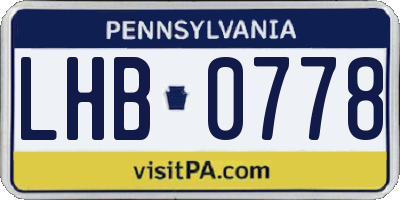 PA license plate LHB0778
