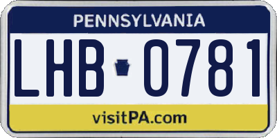 PA license plate LHB0781
