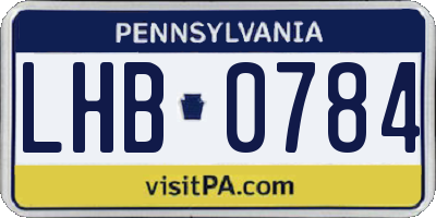 PA license plate LHB0784